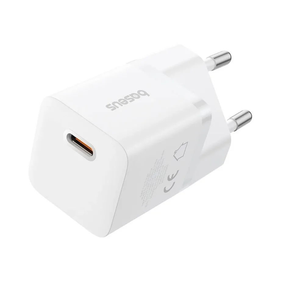 Baseus P10110909213-01 25W valge GaN USB-C kiirlaadija, 1 port, AC, kaasas USB-C kaabel - 3