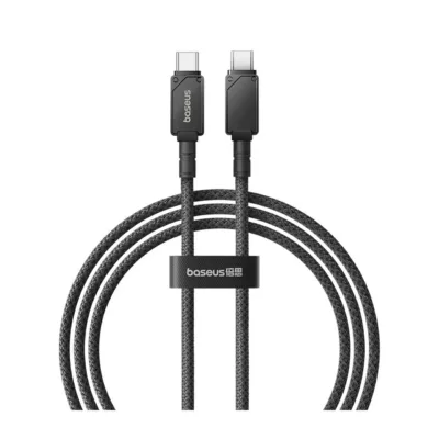 Baseus P10355800111-00 1 m must aramiidist USB-C–USB-C kiirlaadimiskaabel (100 W, 480 Mbps, tsingist pistikud)