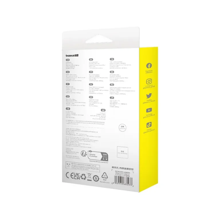Baseus P10355801111-00 1 m must USB-A – USB-C laadimis- ja andmekaabel, 20 W, 6 A