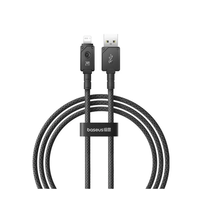 Baseus P10355802111-00 1 m USB-A – Lightning kaabel, 2,4 A, 480 Mbit/s, must, tsinksulam/aramidkiud