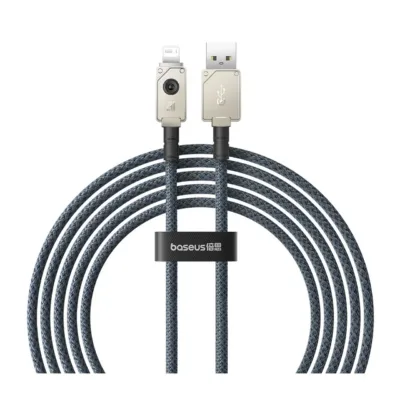 Baseus P10355802111-01 2 m must USB-A – Lightning kaabel, 2,4A, 480 Mbps, tsingisulamist ja aramiidkiust, PD-tugi