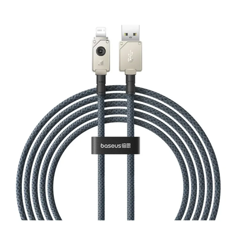 Baseus P10355802111-01 2 m must USB-A – Lightning kaabel, 2,4A, 480 Mbps, tsingisulamist ja aramiidkiust, PD-tugi