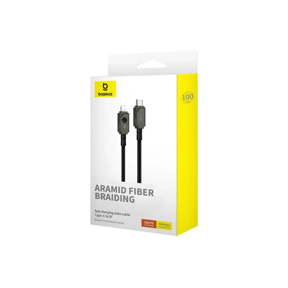 Baseus P10355803111-00 1 m USB-C–Lightning 20W must aramiidist laadimis- ja andmekaabel Apple seadmetele – 7