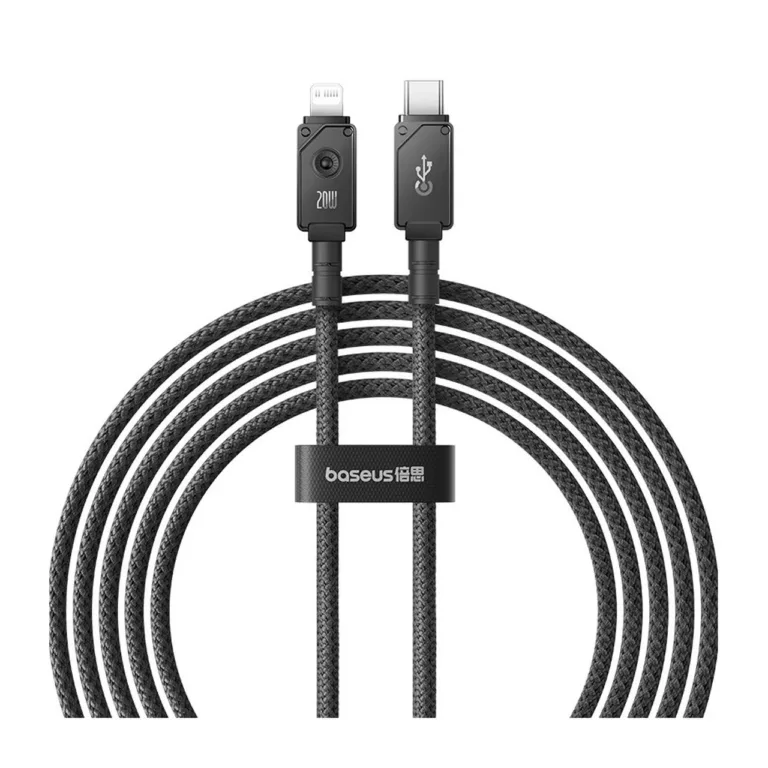 Baseus P10355803111-01 2 m must USB-C–Lightning kaabel, 20 W, aramiidkiust ja tsingisulamist, 480 Mbit/s andmeedastus