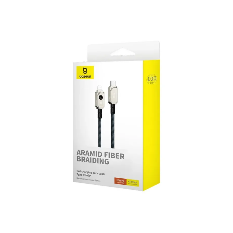Baseus P10355803221-00 1 m 20 W USB-C–Lightning kiirlaadimiskaabel, valge, tsingisulamist ja aramiidkiust - 7