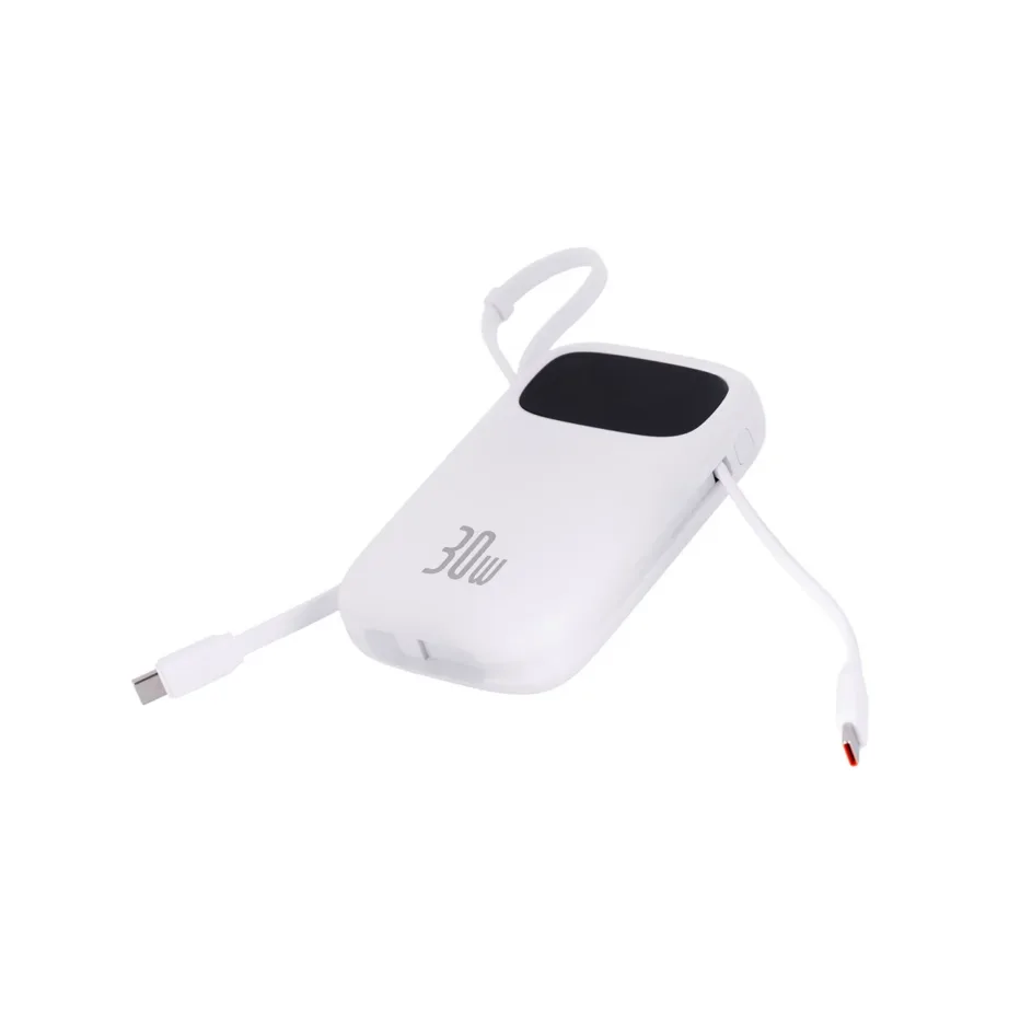 Baseus QPow2 P10055008213-00 10000 mAh 30W valge kiirlaadimisega LiPo akupank USB-C/USB-A, kuni 4 seadmele, digitaalse ekraaniga – 6