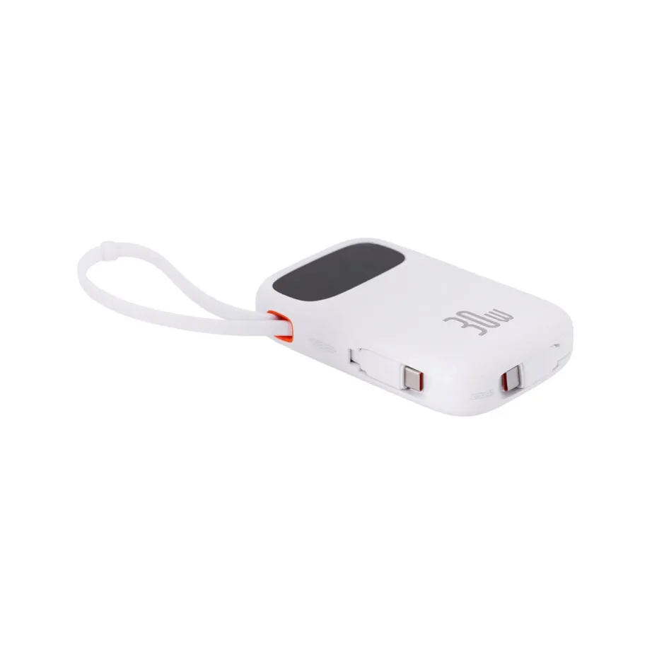 Baseus QPow2 P10055008213-00 10000 mAh 30W valge kiirlaadimisega LiPo akupank USB-C/USB-A, kuni 4 seadmele, digitaalse ekraaniga – 7