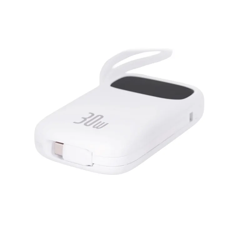 Baseus QPow2 P10055008213-00 10000 mAh 30W valge kiirlaadimisega LiPo akupank USB-C/USB-A, kuni 4 seadmele, digitaalse ekraaniga