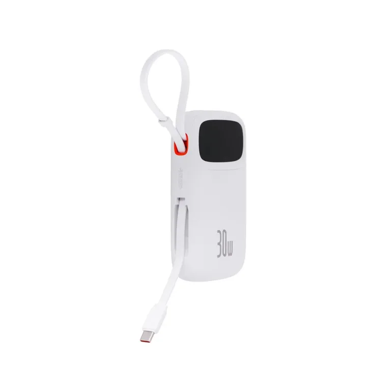 Baseus QPow2 P10055008213-00 10000 mAh 30W valge kiirlaadimisega LiPo akupank USB-C/USB-A, kuni 4 seadmele, digitaalse ekraaniga