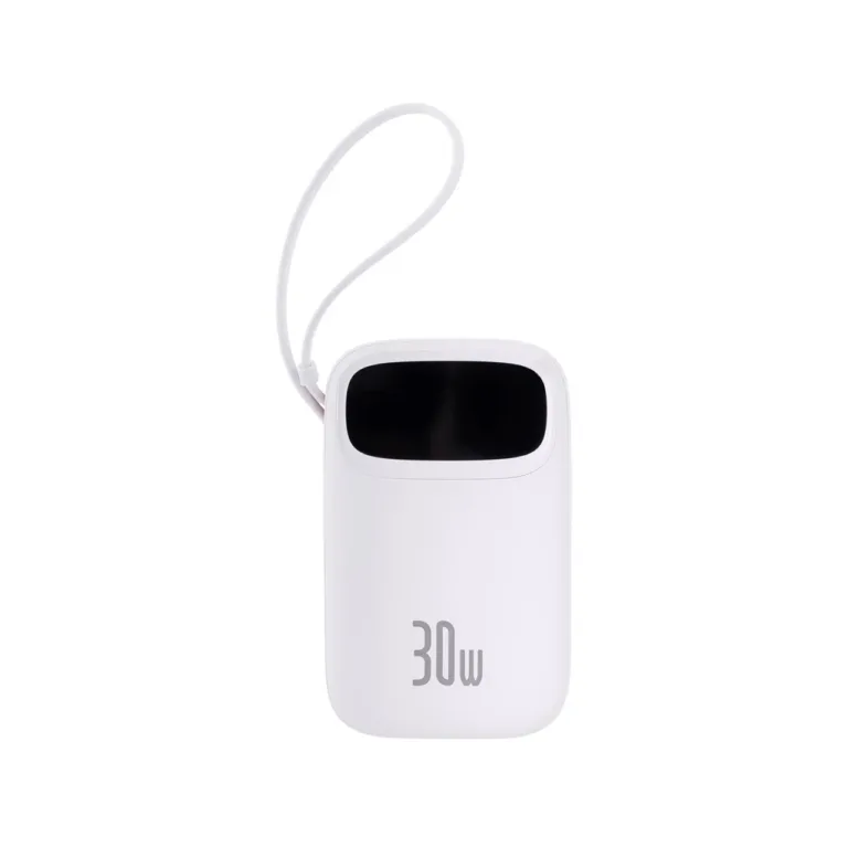 Baseus QPow2 P10055008213-00 10000 mAh 30W valge kiirlaadimisega LiPo akupank USB-C/USB-A, kuni 4 seadmele, digitaalse ekraaniga