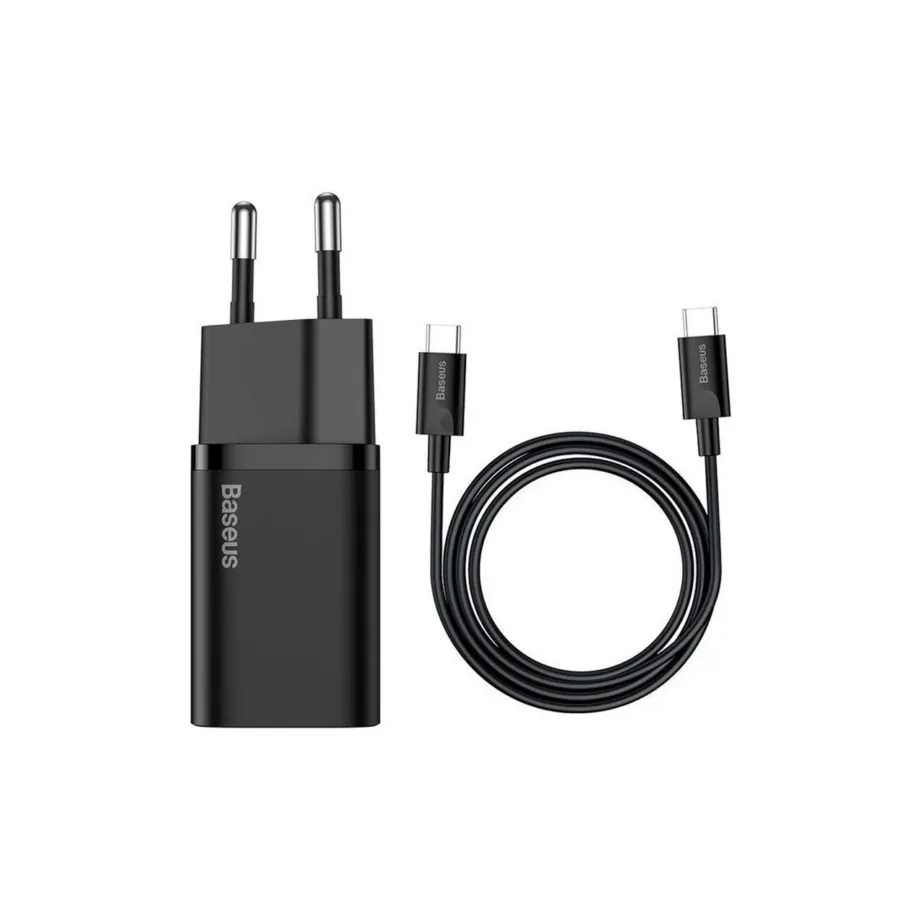 Baseus TZCCSUP-L01 25W must USB-C kiirlaadija nutitelefonile, 1m kaabel, 100–240V – 2