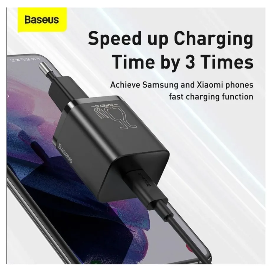 Baseus TZCCSUP-L01 25W must USB-C kiirlaadija nutitelefonile, 1m kaabel, 100–240V – 6