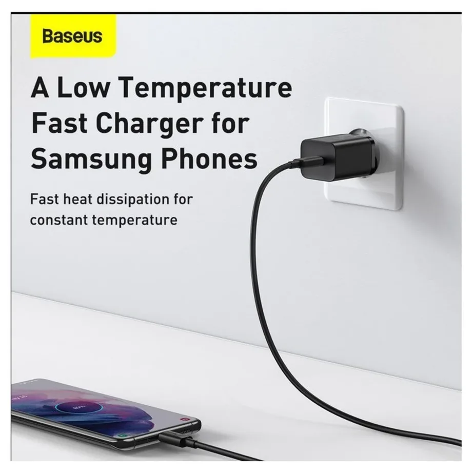 Baseus TZCCSUP-L01 25W must USB-C kiirlaadija nutitelefonile, 1m kaabel, 100–240V – 7