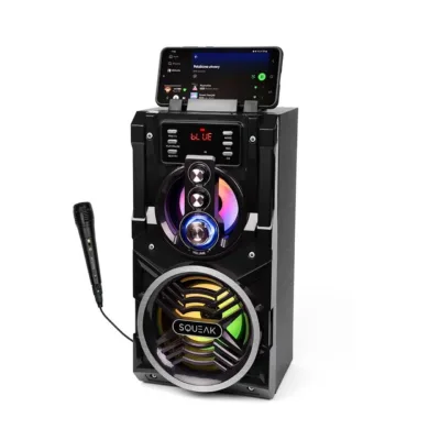 BeatBoxer SQUEAK SQ1000 must 20W kaasaskantav Bluetooth 5.1 kõlar karaoke ja LED-ekraaniga, FM-raadio, 7h aku