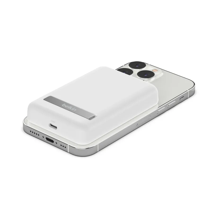 Belkin BoostCharge BPD004BTWT 5000 mAh valge juhtmevaba akupank 7,5 W, USB-C, iPhone/mobiil, kiirlaadimine – 6