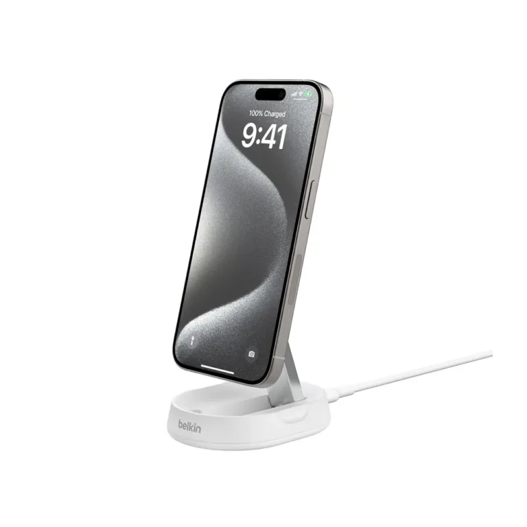Belkin BoostCharge Pro WIA008BTWH 15W valge juhtmevaba kiirlaadimisdokk USB-C-ga, 1,5 m kaabel, iPhone 12–15 seeria nutitelefonidele