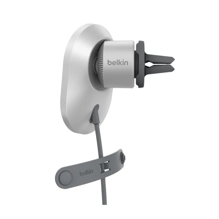 Belkin BoostCharge Pro WIC008BTGR-V2 15W MagSafe-valge/hõbedane juhtmevaba autolaadija USB-C 1,5 m kaabli ja 20W toiteplokiga, iPhone'i ja Qi2 seadmetele