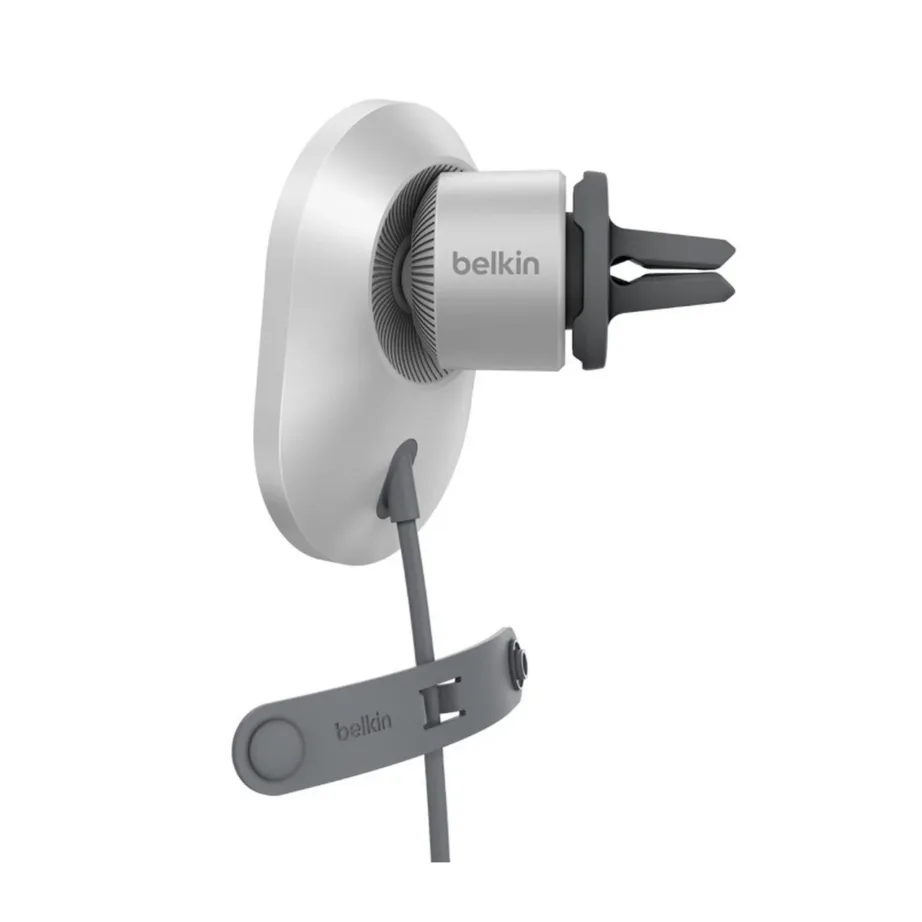 Belkin BoostCharge Pro WIC008BTGR-V2 15W MagSafe-valge/hõbedane juhtmevaba autolaadija USB-C 1,5 m kaabli ja 20W toiteplokiga, iPhone’i ja Qi2 seadmetele – 2