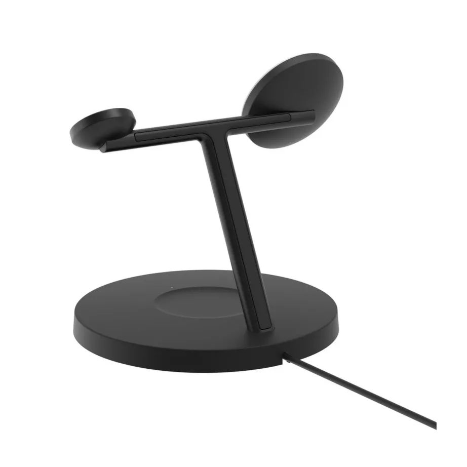 Belkin BoostCharge Pro WIZ032KQBK must 3-ühes juhtmevaba MagSafe Qi2 kiirlaadimisjaam nutitelefonile, nutikellale ja kõrvaklappidele, 40W USB-adapter, 1,5 m kaabel – 3