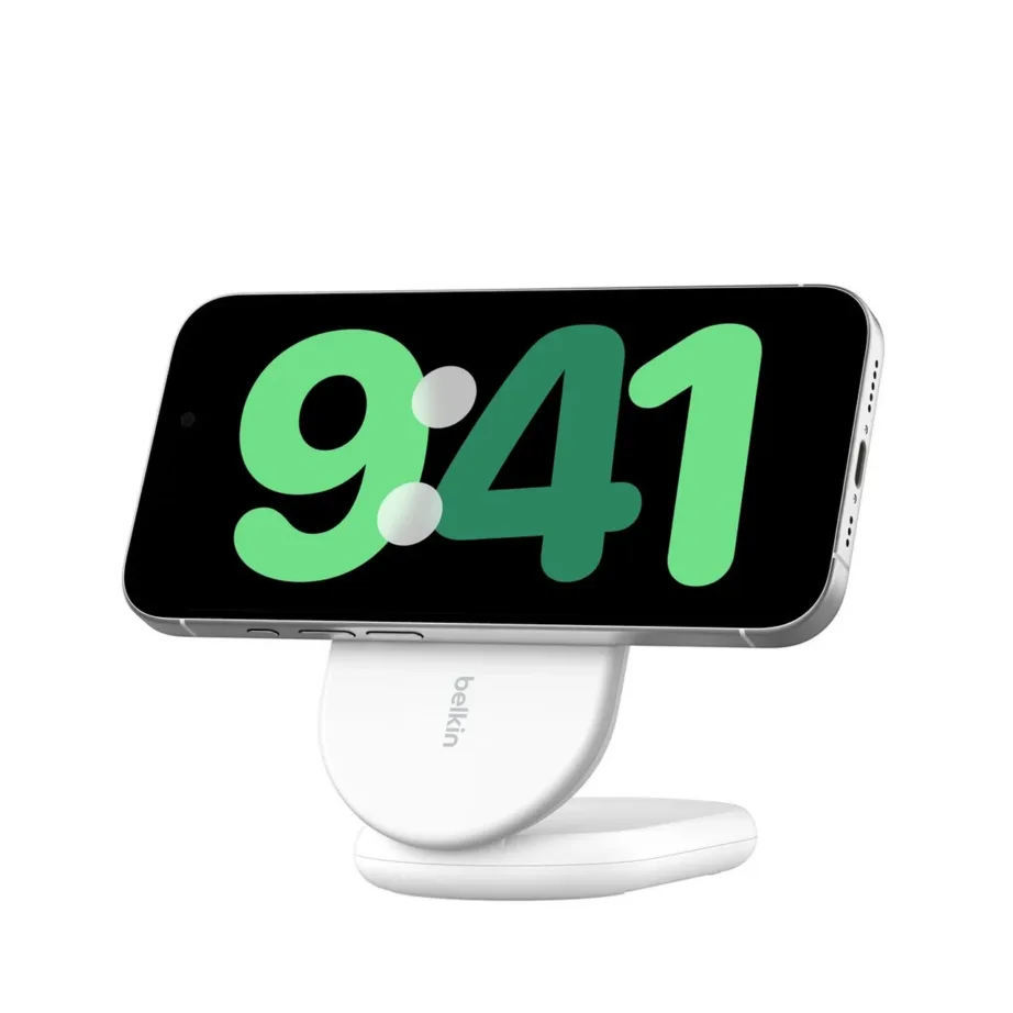 Belkin BoostCharge WIB007VFWH 15 W valge kokkupandav MagSafe ja Qi2 juhtmevaba laadija nutitelefonidele ja kõrvaklappidele, USB-C 1,5 m kaabel ja 20 W adapter komplektis – 5