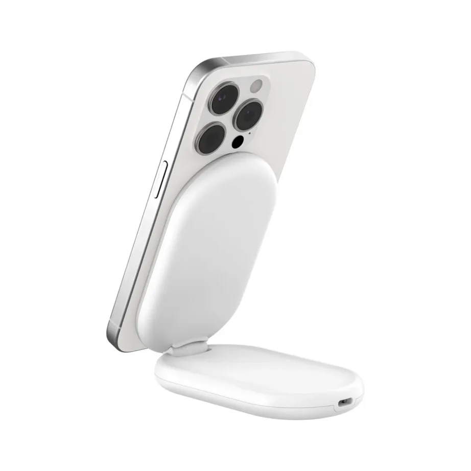 Belkin BoostCharge WIB007VFWH 15 W valge kokkupandav MagSafe ja Qi2 juhtmevaba laadija nutitelefonidele ja kõrvaklappidele, USB-C 1,5 m kaabel ja 20 W adapter komplektis – 6