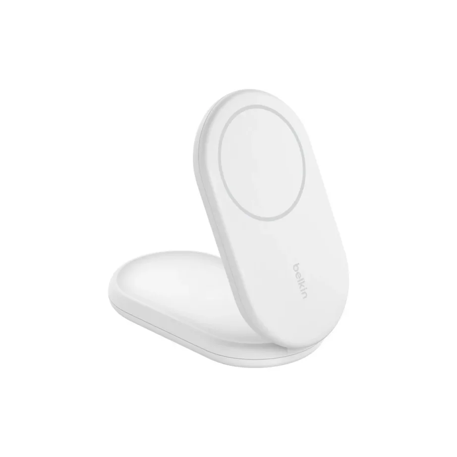 Belkin BoostCharge WIB007VFWH 15 W valge kokkupandav MagSafe ja Qi2 juhtmevaba laadija nutitelefonidele ja kõrvaklappidele, USB-C 1,5 m kaabel ja 20 W adapter komplektis – 7