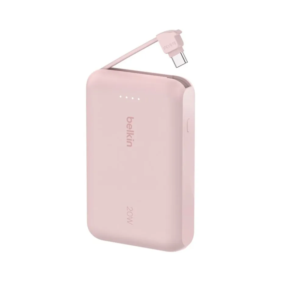 Belkin BPB021HQPK 10000 mAh roosa kiirlaadimisega USB-C akupank, 2 porti, sisseehitatud 5,7 cm USB-C kaabel – 3