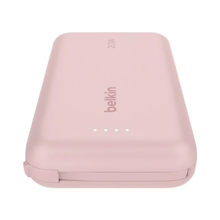 Belkin BPB021HQPK 10000 mAh roosa kiirlaadimisega USB-C akupank, 2 porti, sisseehitatud 5,7 cm USB-C kaabel