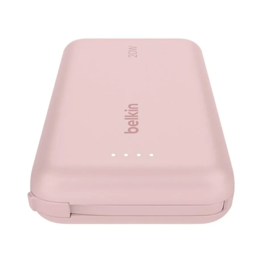 Belkin BPB021HQPK 10000 mAh roosa kiirlaadimisega USB-C akupank, 2 porti, sisseehitatud 5,7 cm USB-C kaabel – 5