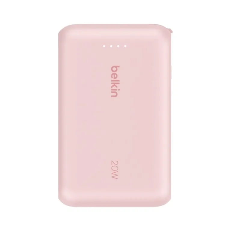 Belkin BPB021HQPK 10000 mAh roosa kiirlaadimisega USB-C akupank, 2 porti, sisseehitatud 5,7 cm USB-C kaabel