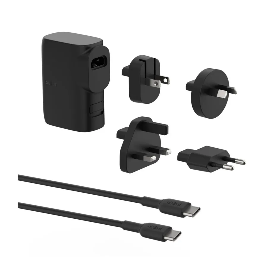 Belkin BPZ003BT1MBK-B6 25 W USB-C/USB-A must universaalne siselaadija PPS, 1 m USB-C kaabliga, kahe seadme kiirlaadimiseks