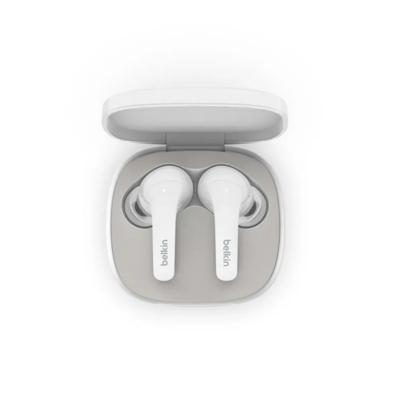 Belkin SOUNDFORM Flow AUC006BTWH valged IPX5 juhtmevabad in-ear Bluetooth 5.2 kõrvaklapid mikrofoniga (USB-C/juhtmevaba laadimine, kõned/muusika, binauraalne)