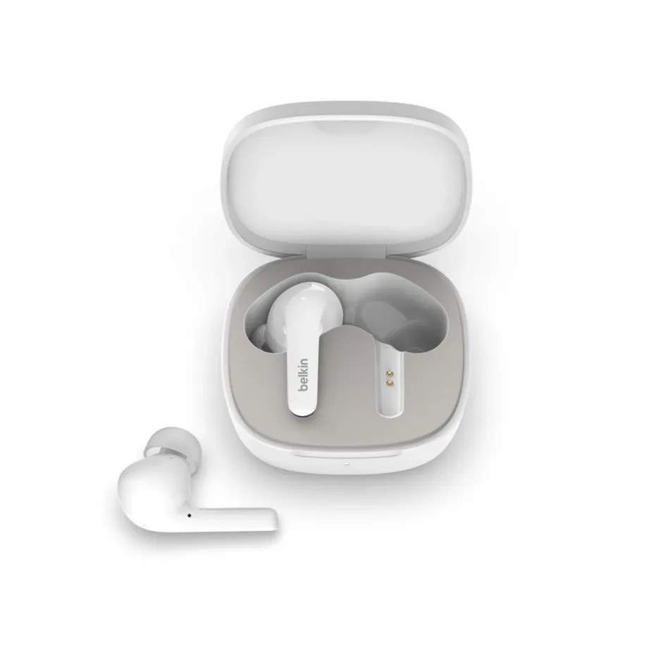 Belkin SOUNDFORM Flow AUC006BTWH valged IPX5 juhtmevabad in-ear Bluetooth 5.2 kõrvaklapid mikrofoniga (USB-C/juhtmevaba laadimine, kõned/muusika, binauraalne) – 4