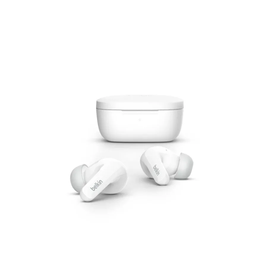 Belkin SOUNDFORM Flow AUC006BTWH valged IPX5 juhtmevabad in-ear Bluetooth 5.2 kõrvaklapid mikrofoniga (USB-C/juhtmevaba laadimine, kõned/muusika, binauraalne) – 5