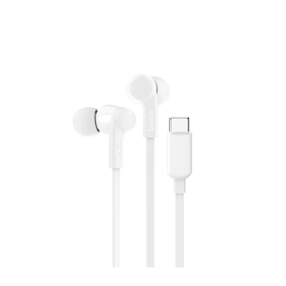 Belkin SoundForm G3H0002HQWHV2 USB-C valged IPX5 juhtmega in-ear kõrvaklapid mikrofoniga ja helitugevuse juhtimisega, muusika ja igapäevaseks kasutamiseks