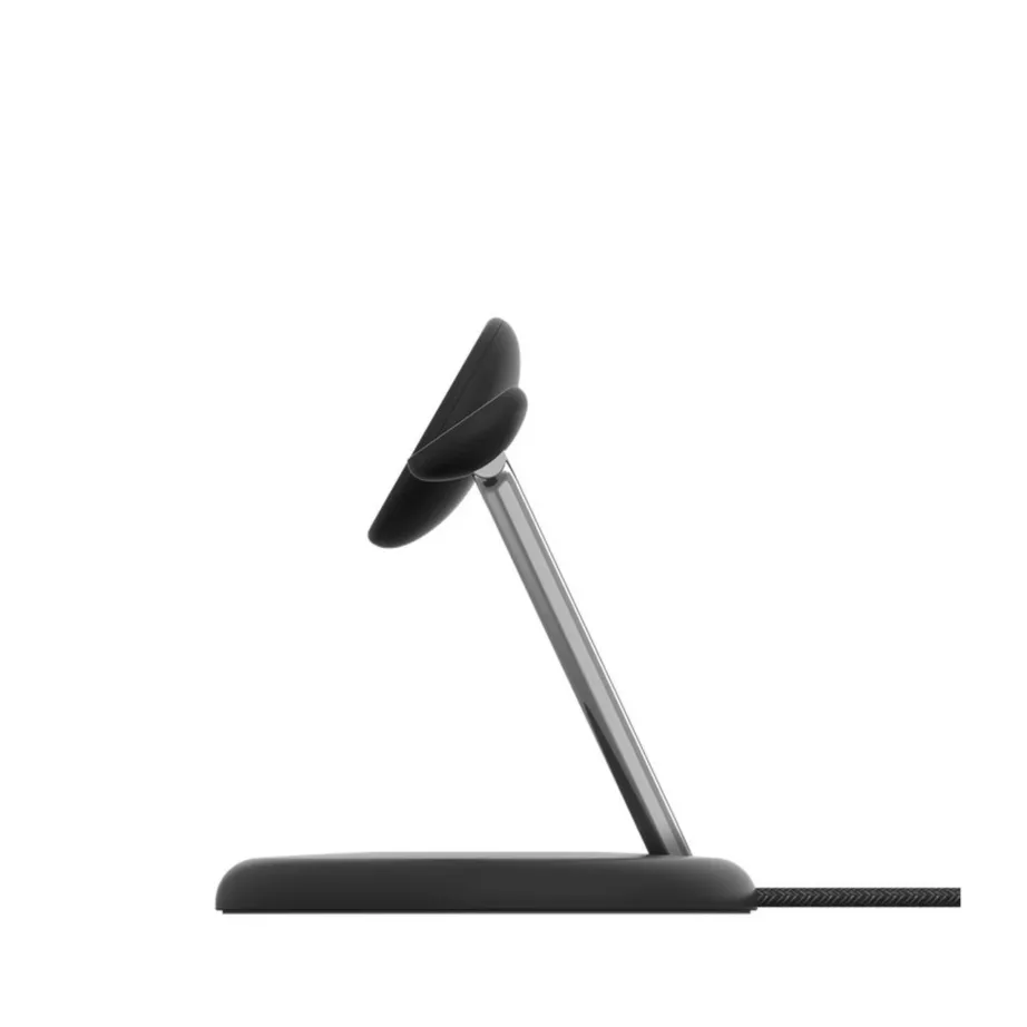 Belkin WIZ023VFBK must 3-ühes MagSafe Qi2 15W juhtmevaba laadimisjaam iPhone’ile, Apple Watchile ja AirPodsidele, USB toitega – 3