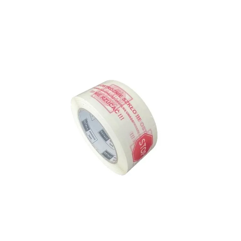 BESTPAK BSTech 48 mm x 100 m valge kummiliimiga pakenditeip punase hoiatustrükiga 