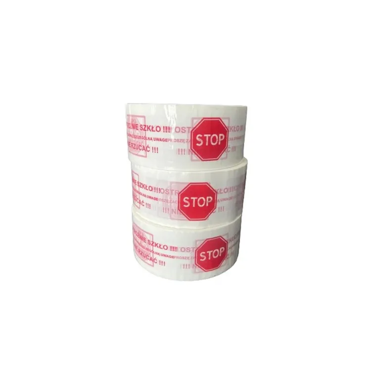 BESTPAK BSTech 48 mm x 100 m valge kummiliimiga pakenditeip punase hoiatustrükiga 