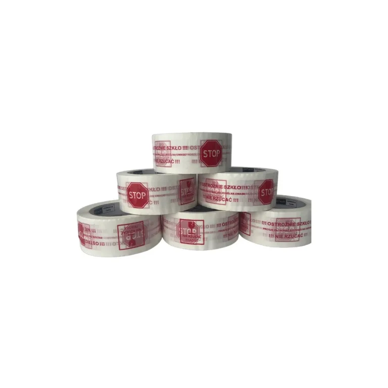 BESTPAK BSTech 48 mm x 100 m valge kummiliimiga pakenditeip punase hoiatustrükiga 
