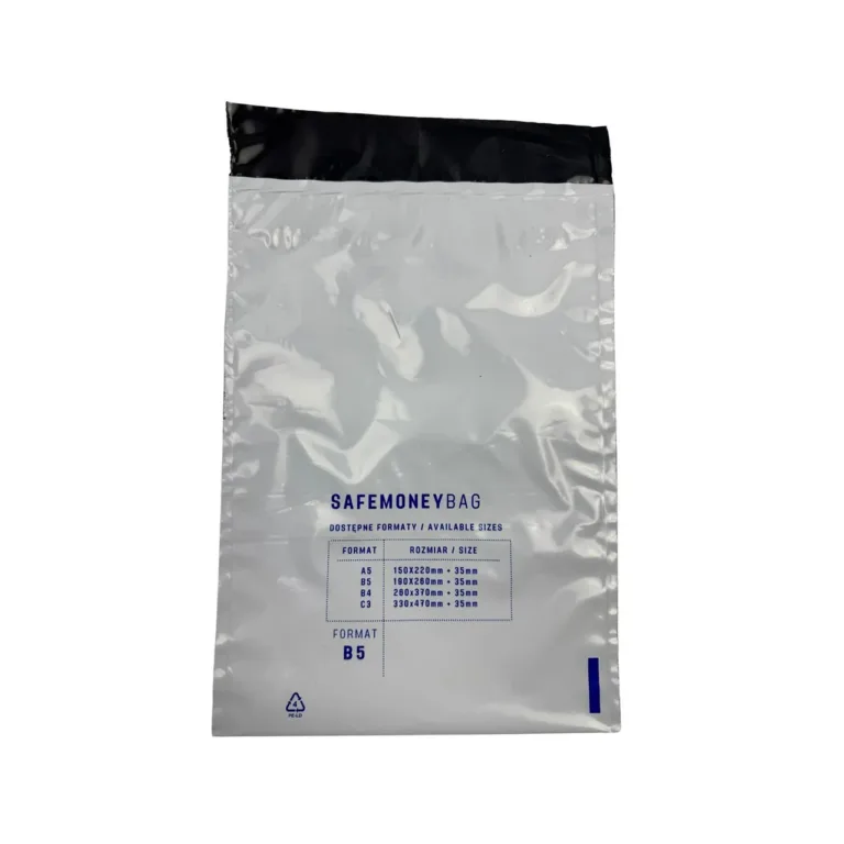 BESTPAK SAFEMONEYBAG 190x260+35 mm valge plastikust B5 turvaümbrik, niiskuskindel, 100 tk