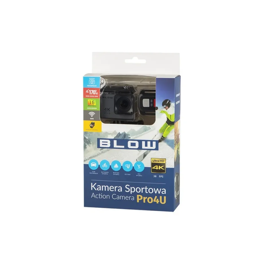 BLOW 78-538# 16MP 4K Ultra HD Wi-Fi spordikaamera, 170° vaatenurk, must, 58 g, 2″ ekraan, MicroSD tugi – 2