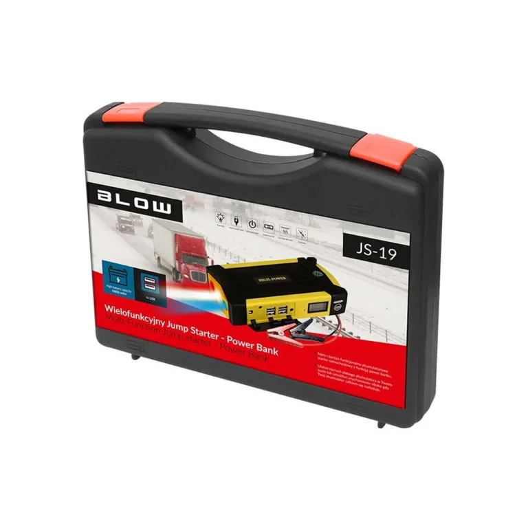 BLOW JS-19 16800mAh must käivitusabi ja akupank autodele, LED-taskulambi ja autolaadijaga