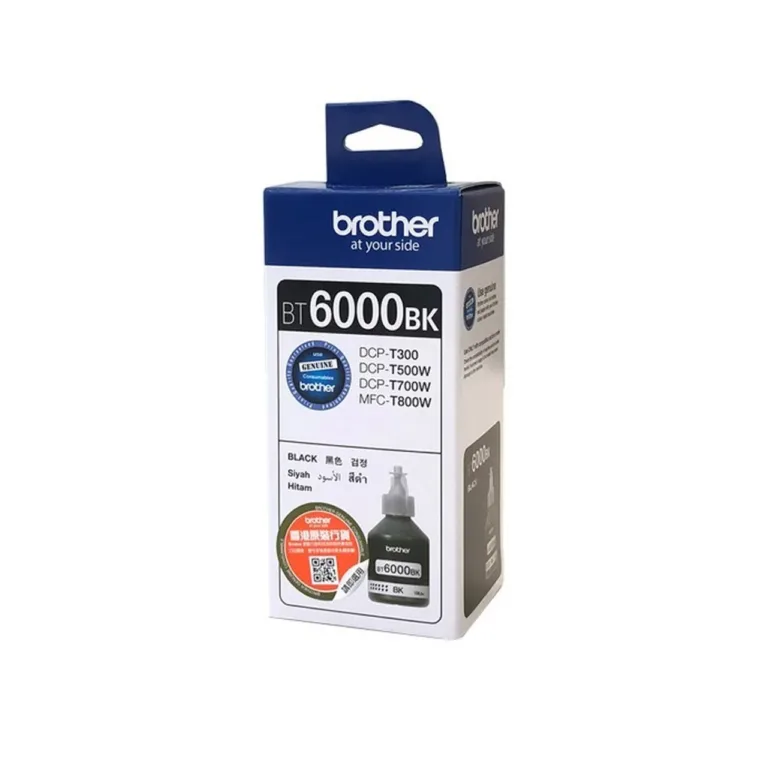 Brother BT6000BK originaalne must pigmenttint, 6000 lehekülge, 1 tk, ühilduv DCP-T300/T500W/T700W/MFC-T800W tindiprinteritele