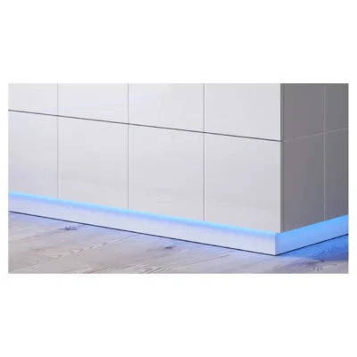 Cama MEBLE REJA 4S LED NI 91x45x104 cm sinise LED-valgustusega 4-sahtliline kummut, pinnapealne, toiteallikas AC