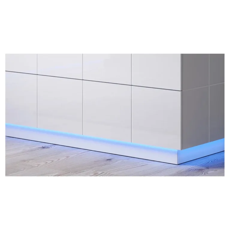 Cama MEBLE REJA 4S LED NI 91x45x104 cm sinise LED-valgustusega 4-sahtliline kummut, pinnapealne, toiteallikas AC