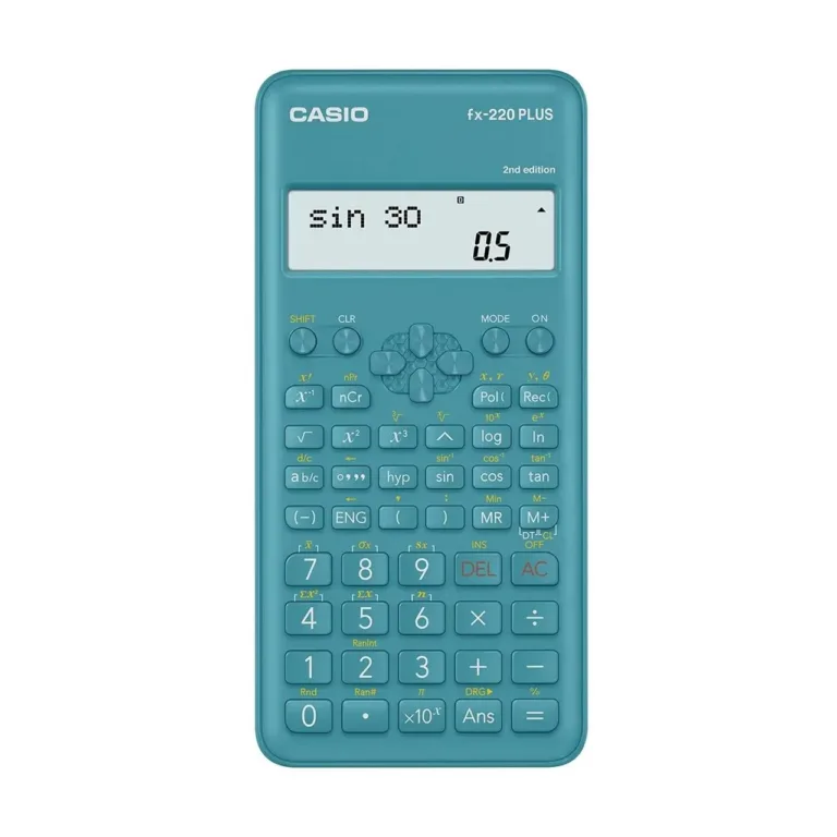 Casio FX-220PLUS-2 12-kohaline teaduslik kalkulaator, sinine, taskumudel, plastkorpus, patareitoitel