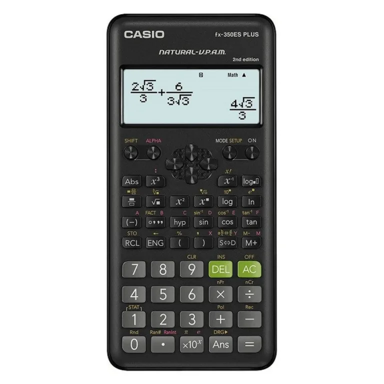 Casio FX-350ESPLUS-2 must teaduslik kalkulaator, 12-kohaline, 2-realise ekraaniga, taskumudel, plastikust korpus, patareitoide