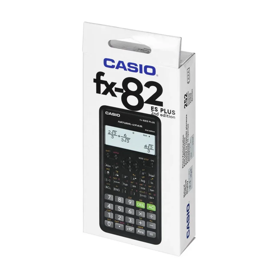 Casio FX-82ESPLUS-2 must teaduslik taskukalkulaator, 252 funktsiooni, 12 numbrikohta, 77×162 mm, AAA patareiga – 3