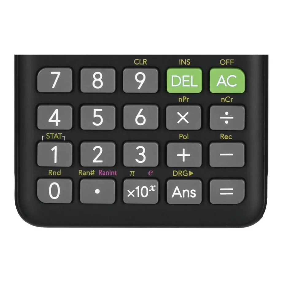 Casio FX-82ESPLUS-2 must teaduslik taskukalkulaator, 252 funktsiooni, 12 numbrikohta, 77×162 mm, AAA patareiga – 7