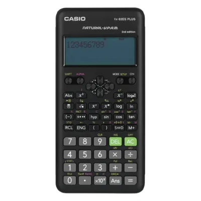Casio FX-82ESPLUS-2 must teaduslik taskukalkulaator, 252 funktsiooni, 12 numbrikohta, 77x162 mm, AAA patareiga